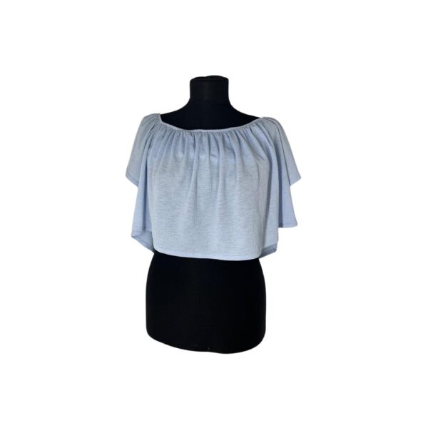 Ženski Bershka top svetloplave boje sa spuštenim ramenima