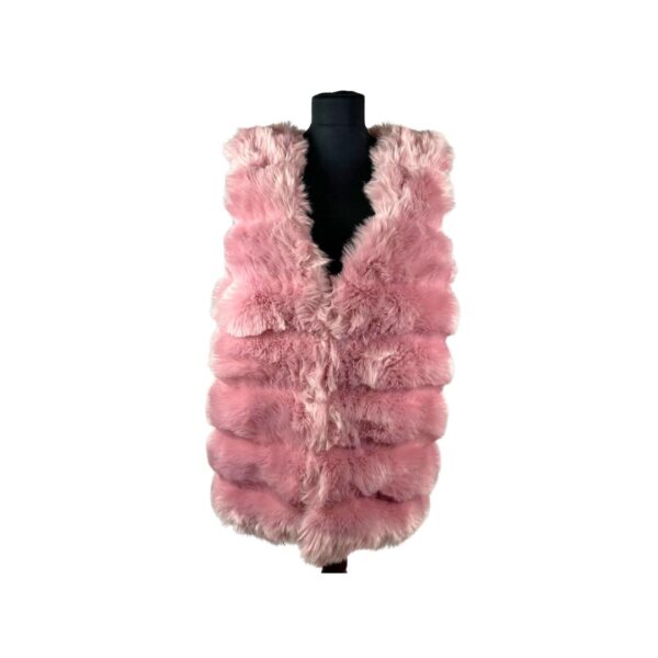 Roze krzneni prsluk